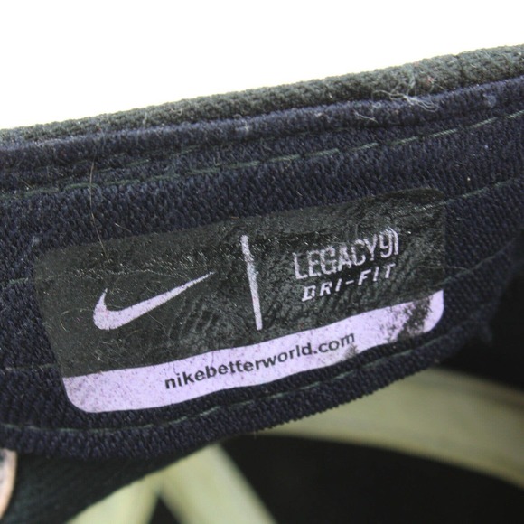 Nike Legacy91 Dri-Fit Black Hat Strapback Athletic Cap Black Swoosh Logo - Picture 8 of 8